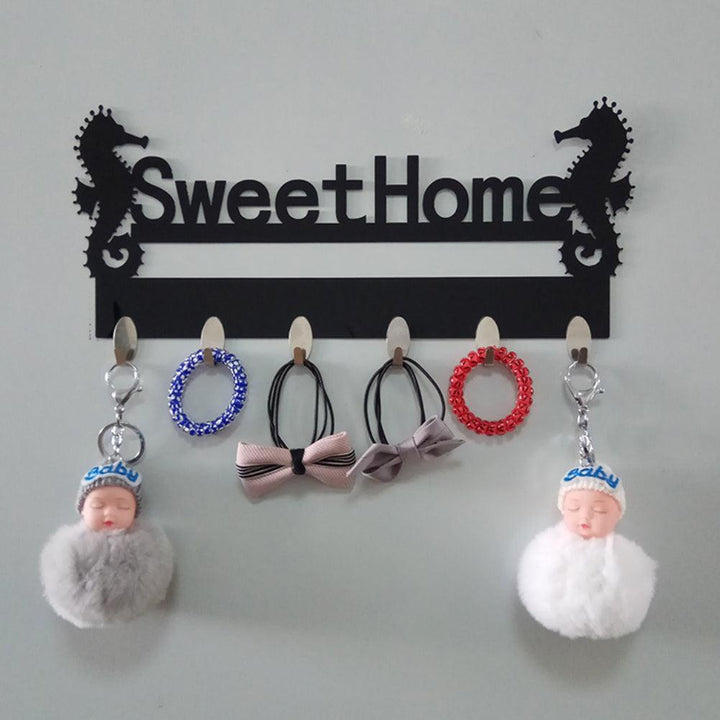 Lisslune | Seaside Serenity Adhesive Hook Shelf with Nautical Seahorse Pattern