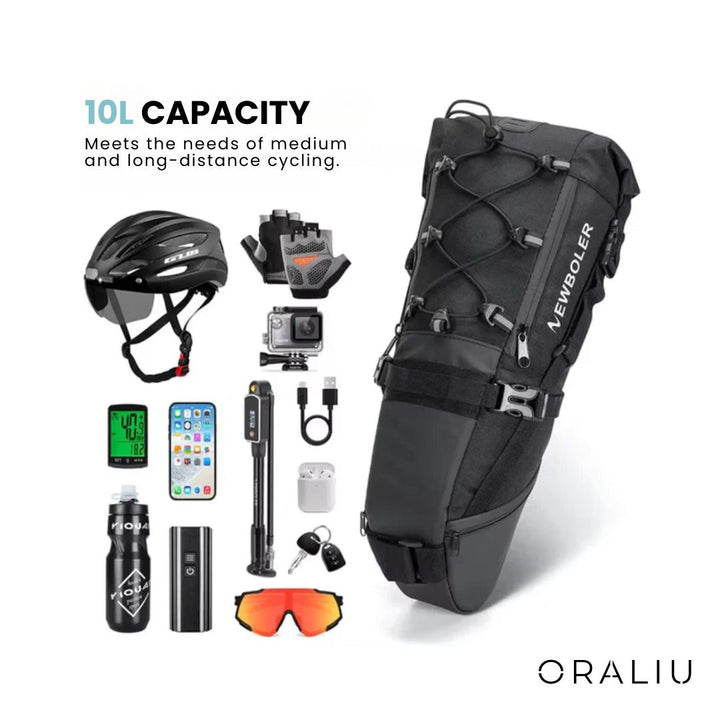 Lisslune | Waterproof Bike Saddle Bag – 10L Capacity, Lightweight & Durable Cycling Seat Pack