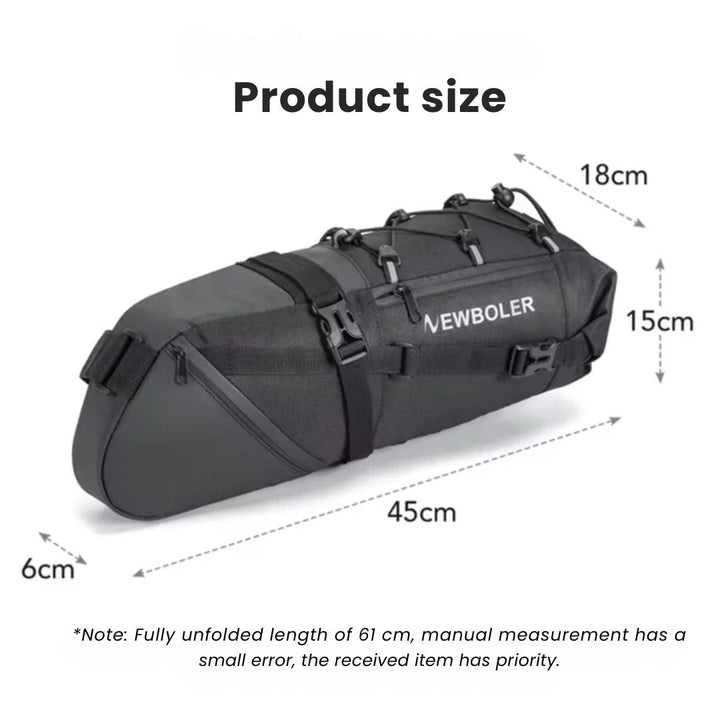 Lisslune | Waterproof Bike Saddle Bag – 10L Capacity, Lightweight & Durable Cycling Seat Pack