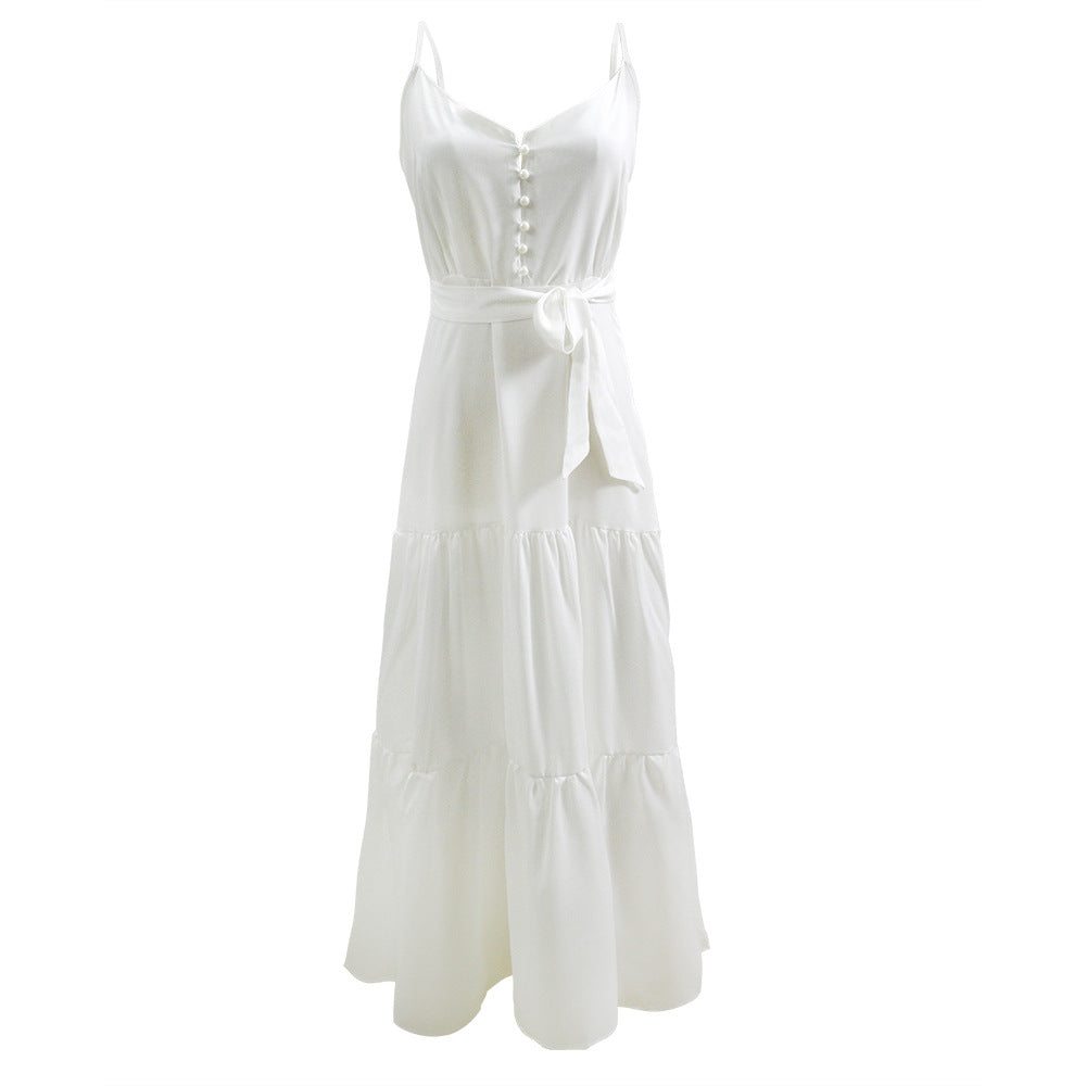 Women’s maxi dress with buttoned front and flowing skirt Lisslune