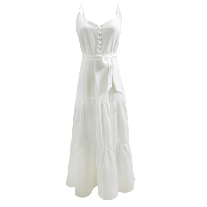 Women’s maxi dress with buttoned front and flowing skirt Lisslune