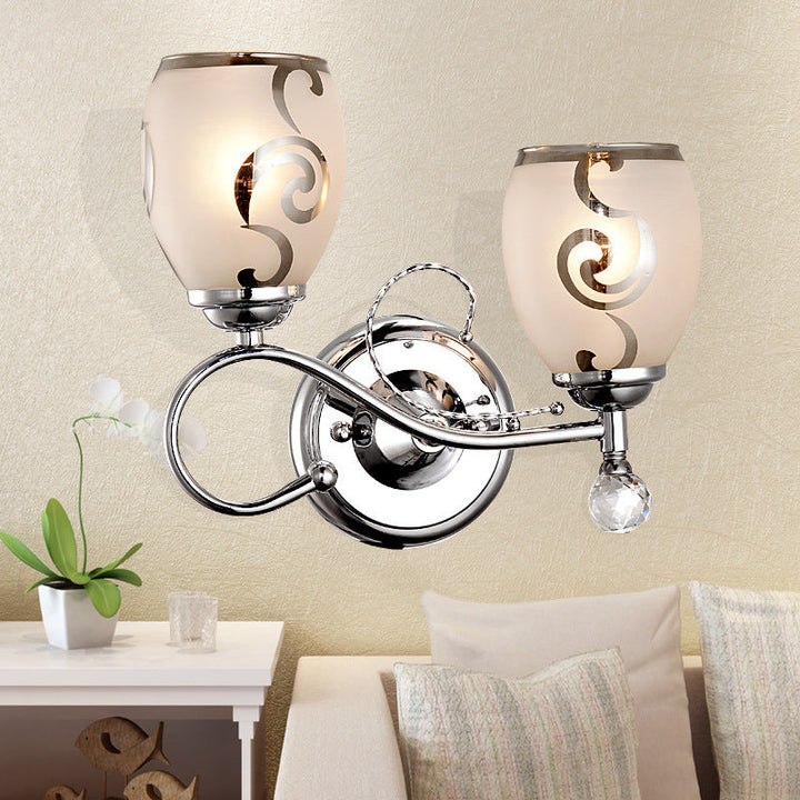 Lisslune | 2 Bulb Bowl Wall Lighting Modern Style Glass Wall Lighting with Crystal Ball in Chrome for Living Room