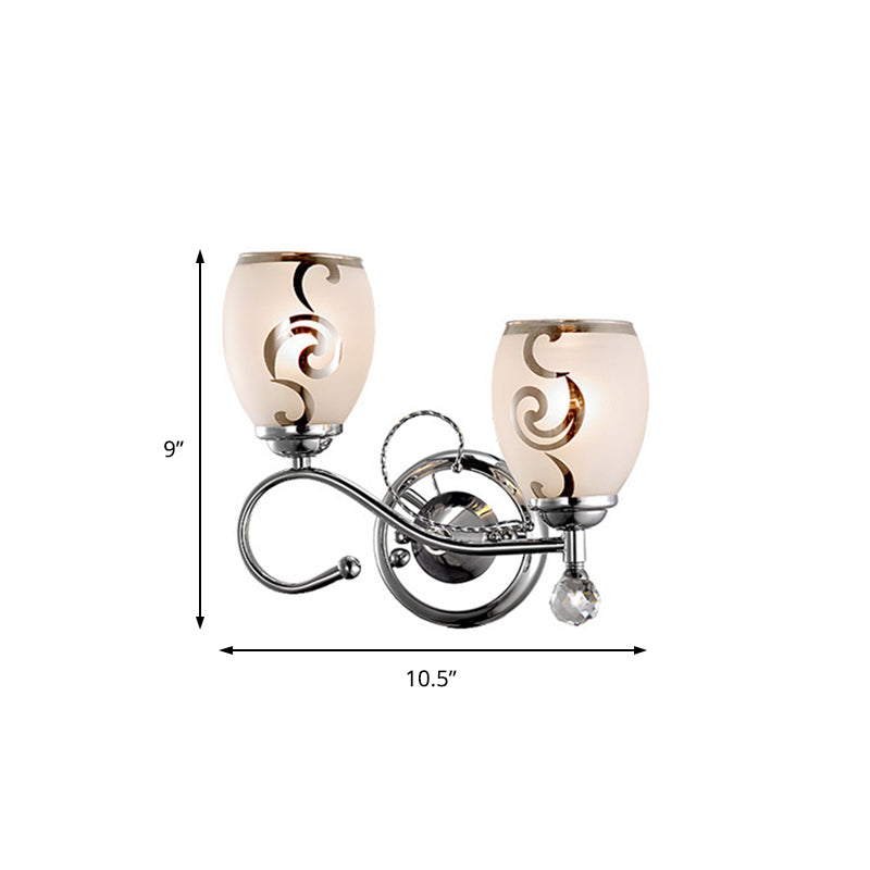 Lisslune | 2 Bulb Bowl Wall Lighting Modern Style Glass Wall Lighting with Crystal Ball in Chrome for Living Room