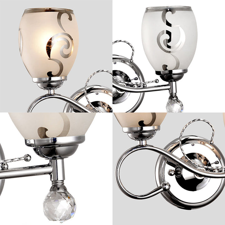 Lisslune | 2 Bulb Bowl Wall Lighting Modern Style Glass Wall Lighting with Crystal Ball in Chrome for Living Room