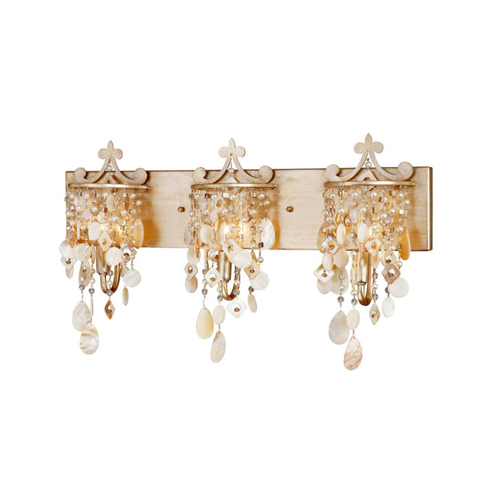 Lisslune | Linear Wall Mount Light Modern Style Shell and Crystal 1/3-Light Wall Light with Pearl Decoration in Gold