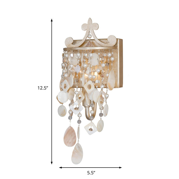 Lisslune | Linear Wall Mount Light Modern Style Shell and Crystal 1/3-Light Wall Light with Pearl Decoration in Gold