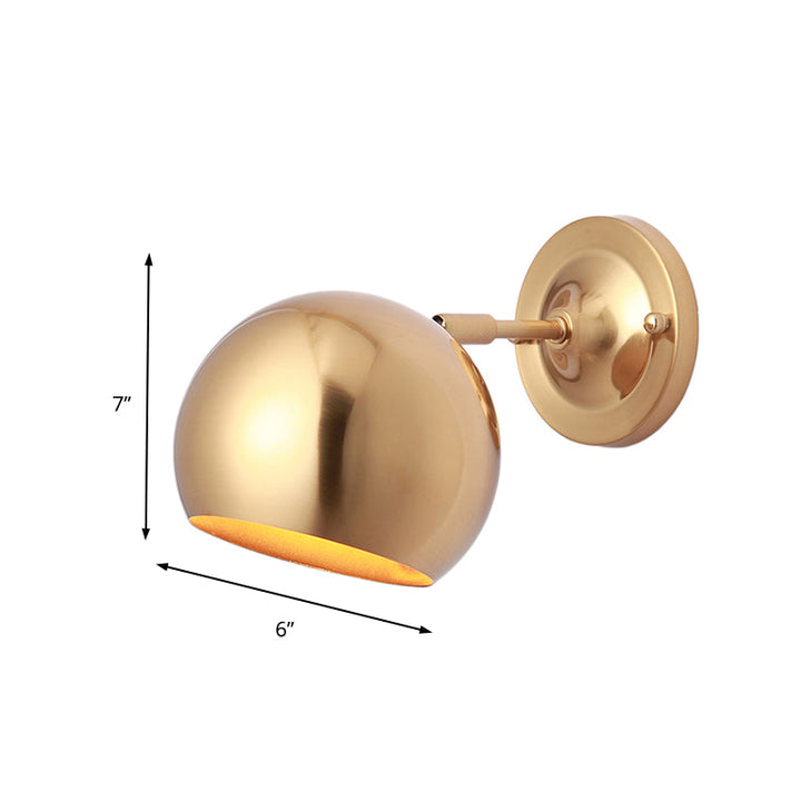 Lisslune | Brass 1 Lightbulb Wall Lamp Sconces Loft Style Metal Globe Shade Wall Mounted Lamp for Dining Room
