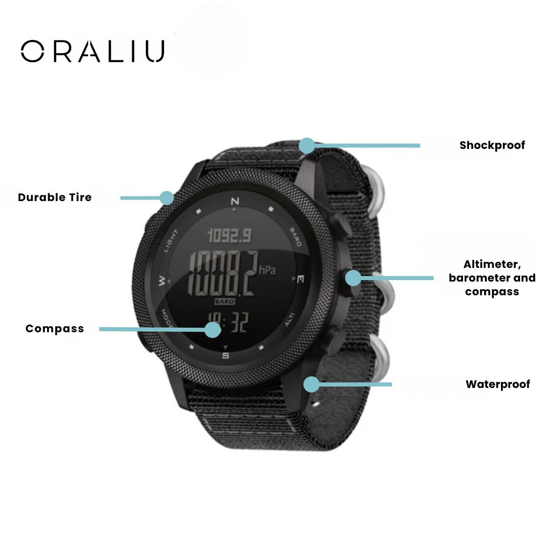 Lisslune | Outdoor Sports Watch – Waterproof 50M, Barometer, Altimeter & Compass