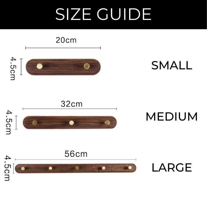 Lisslune | WandHout – Minimalistic wooden wall coat rack with brass hooks
