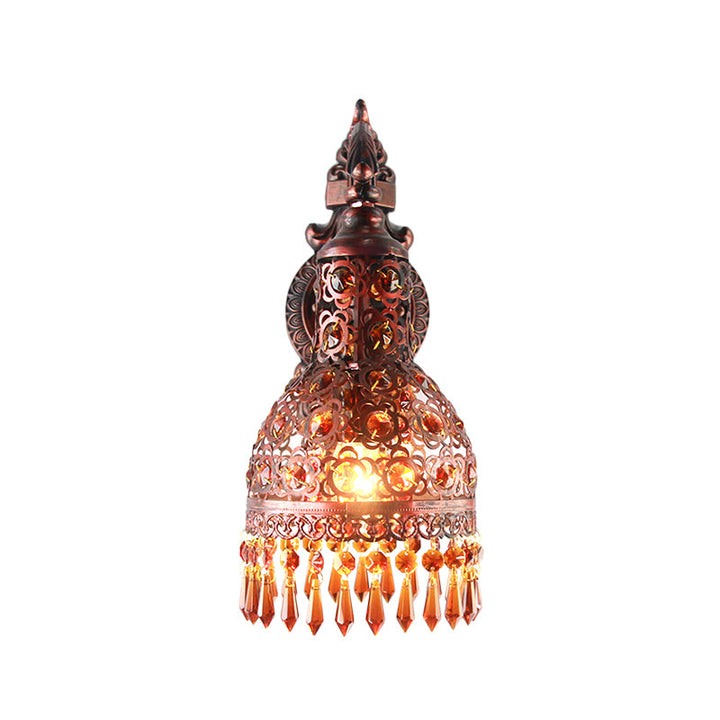 Skørter | Bohemia Style Arched Wall sconces Light Iron 1 Light Wall sconces Lighting Fixture with Crystal Accent in Weathered Copper