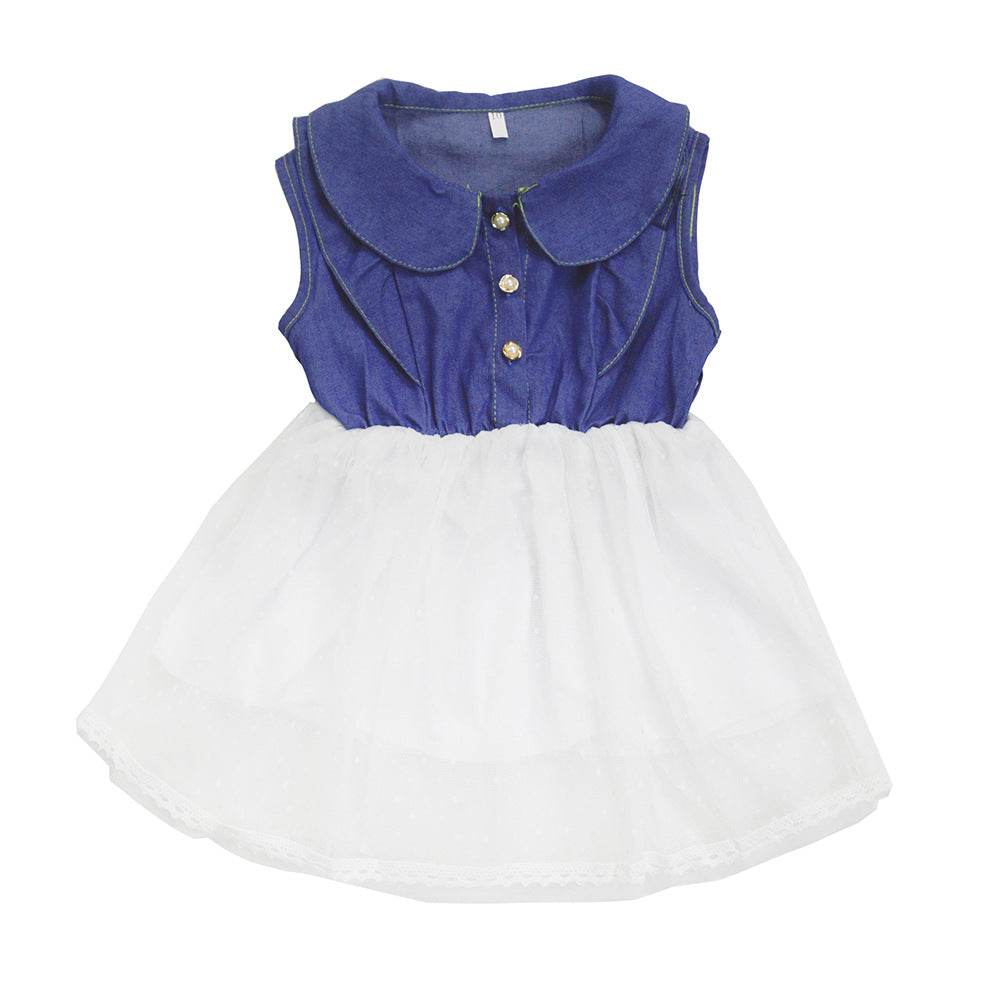 Women's dress with classic collar and transparent tulle skirt Lisslune