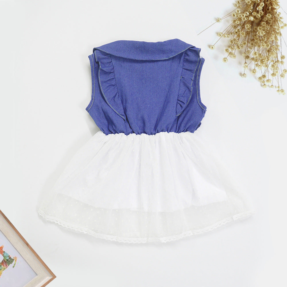 Women's dress with classic collar and transparent tulle skirt Lisslune