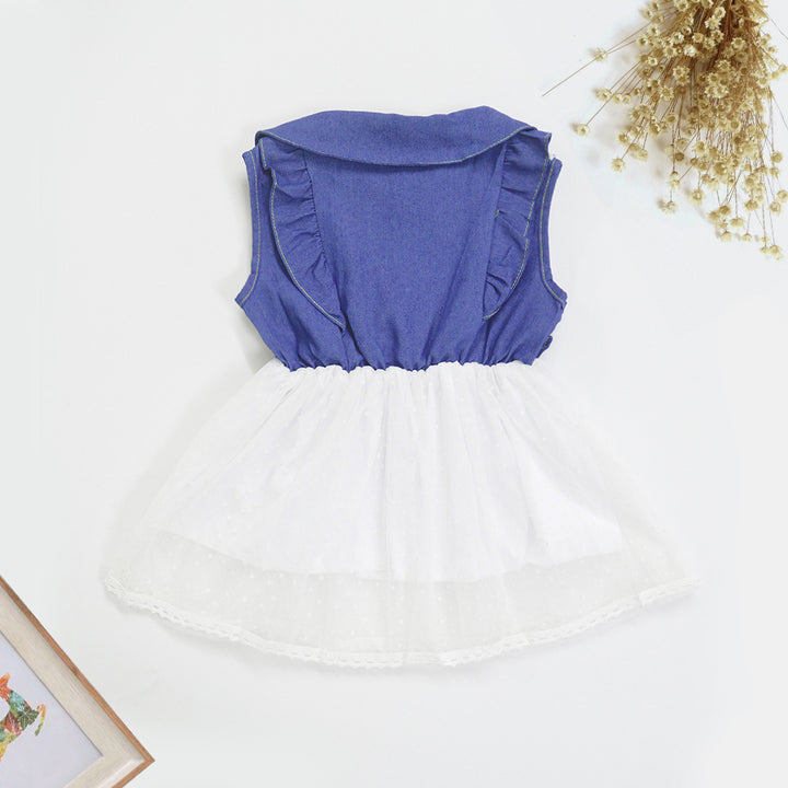 Women's dress with classic collar and transparent tulle skirt Lisslune