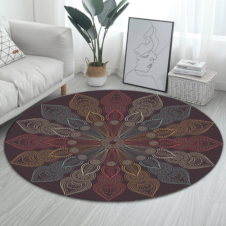 Lisslune | Dark brown Moroccan rug flannel floral pattern rug washable non-slip backing rug for the living room