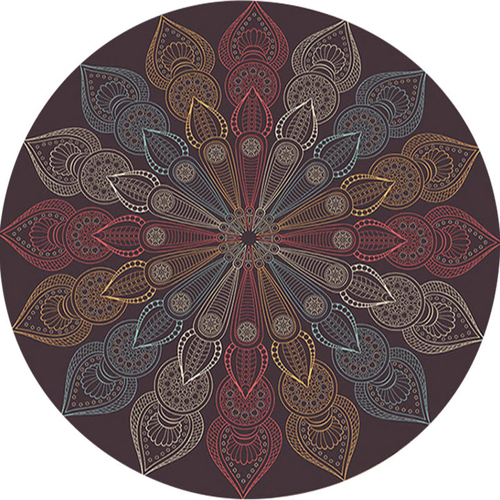 Lisslune | Dark brown Moroccan rug flannel floral pattern rug washable non-slip backing rug for the living room