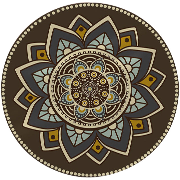 Lisslune | Dark brown Moroccan rug flannel floral pattern rug washable non-slip backing rug for the living room