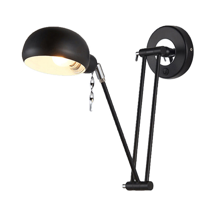 Lisslune | Bowl Living Room Wall Light with Swivel Arm Industrial Retro Metallic 1 Light Black Reading Wall Light