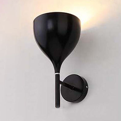Lisslune | 1-Light Wall Light with Funnel Shade Metallic Modern Hallway Wall Lighting in Silver/Black