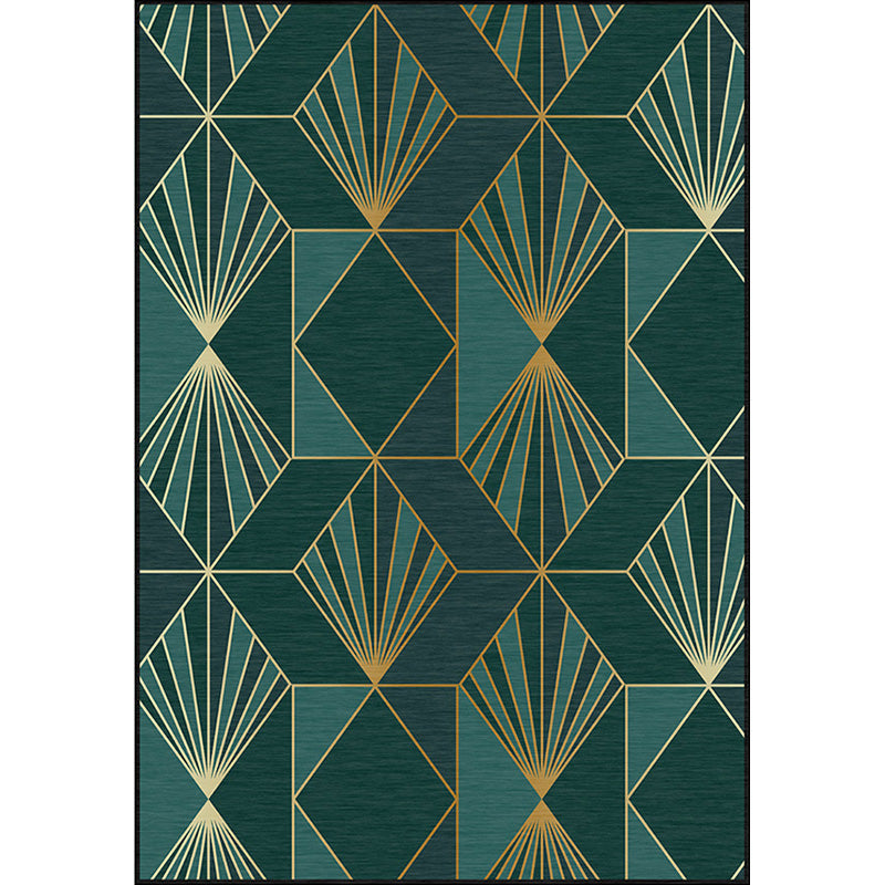 Lisslune | Nordic Modern Rug in Turquoise Geometric Rhombus Pattern Rug Polyester Machine Washable Rug for Home Decor