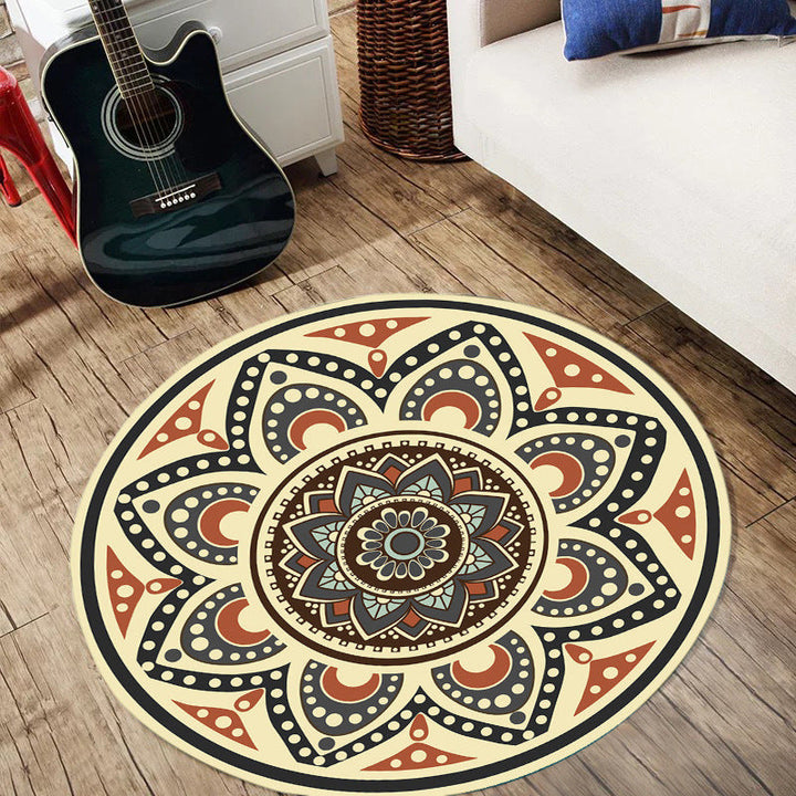 Lisslune | Persian floral pattern rug yellow flannel rug machine washable non-slip rug for the bedroom