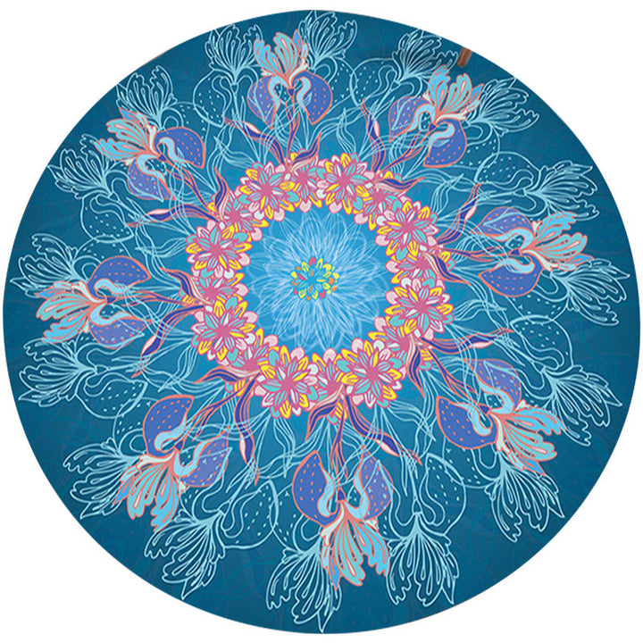 Lisslune | Mediterranean Botanical Floral Pattern Rug Blue Flannel Rug Machine Washable Non-Slip Rug for Bedroom