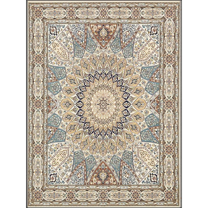 Lisslune | Mediterranean Moroccan Carpet in Brown Medallion Irregular Shape Pattern Rug Polyester Non-Slip Rug for Home Decor