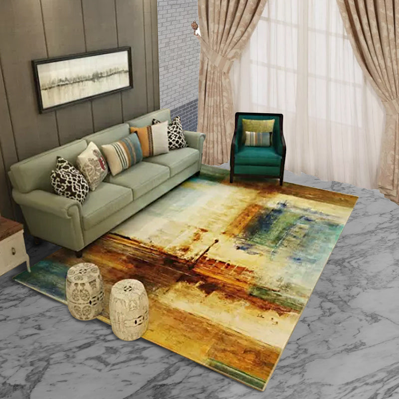 Lisslune | Creative Abstract Rug Brown Modern Rug Polyester Washable Area Rug for Bedroom
