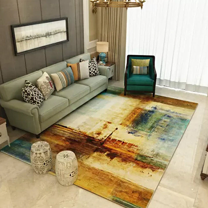 Lisslune | Creative Abstract Rug Brown Modern Rug Polyester Washable Area Rug for Bedroom