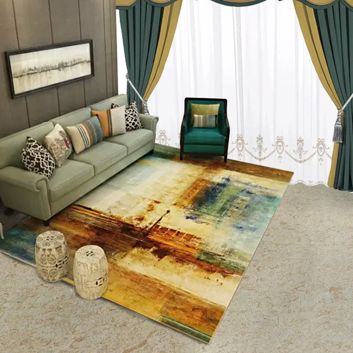 Lisslune | Creative Abstract Rug Brown Modern Rug Polyester Washable Area Rug for Bedroom