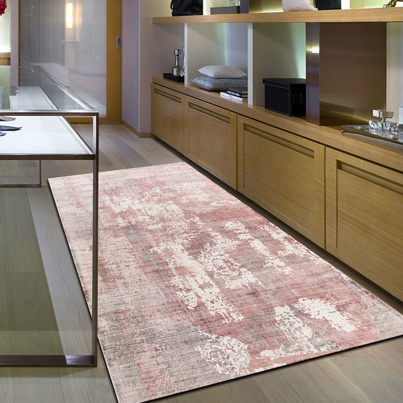 Lisslune | Green and Pink Modern Rug Polyester Abstract Rug Washable Non-Slip Back Floor Carpet for Living Room