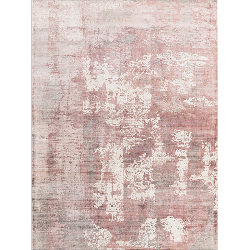 Lisslune | Green and Pink Modern Rug Polyester Abstract Rug Washable Non-Slip Back Floor Carpet for Living Room