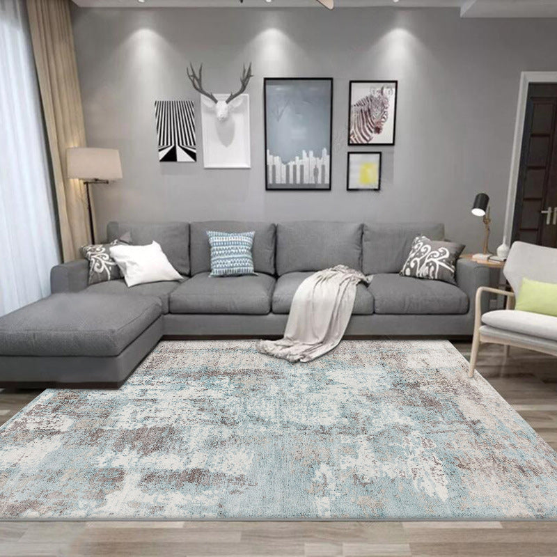 Lisslune | Green and Pink Modern Rug Polyester Abstract Rug Washable Non-Slip Back Floor Carpet for Living Room
