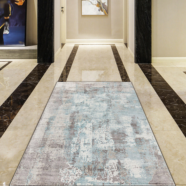 Lisslune | Green and Pink Modern Rug Polyester Abstract Rug Washable Non-Slip Back Floor Carpet for Living Room