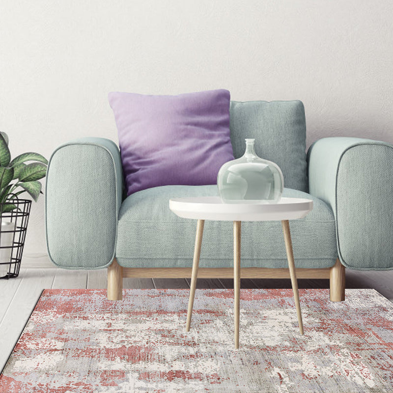 Lisslune | Green and Pink Modern Rug Polyester Abstract Rug Washable Non-Slip Back Floor Carpet for Living Room
