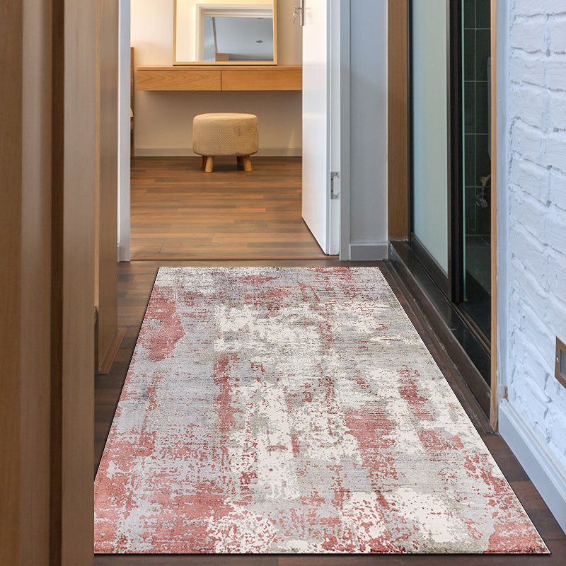 Lisslune | Green and Pink Modern Rug Polyester Abstract Rug Washable Non-Slip Back Floor Carpet for Living Room