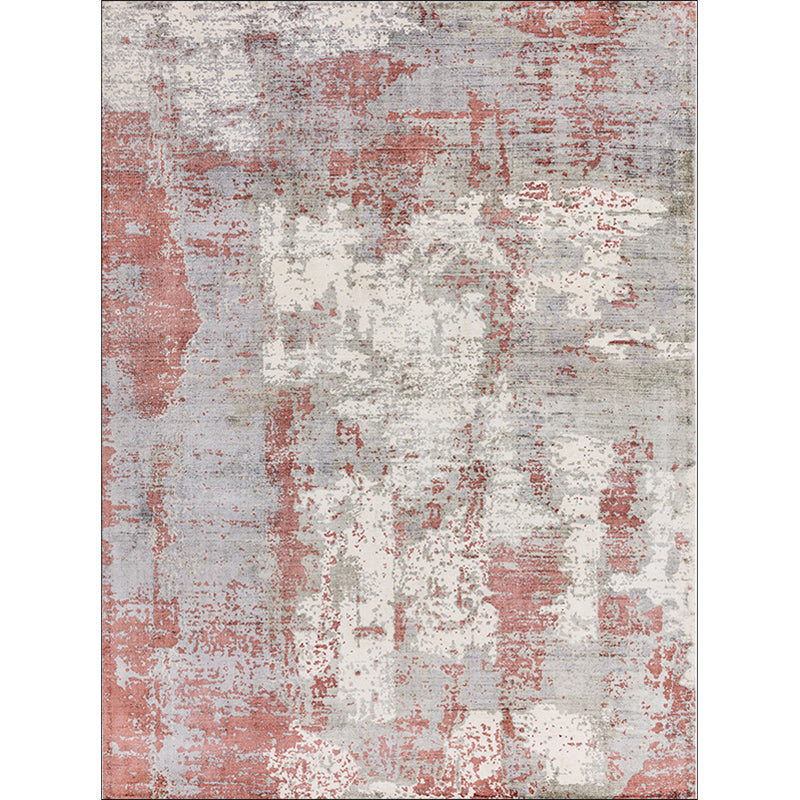 Lisslune | Green and Pink Modern Rug Polyester Abstract Rug Washable Non-Slip Back Floor Carpet for Living Room