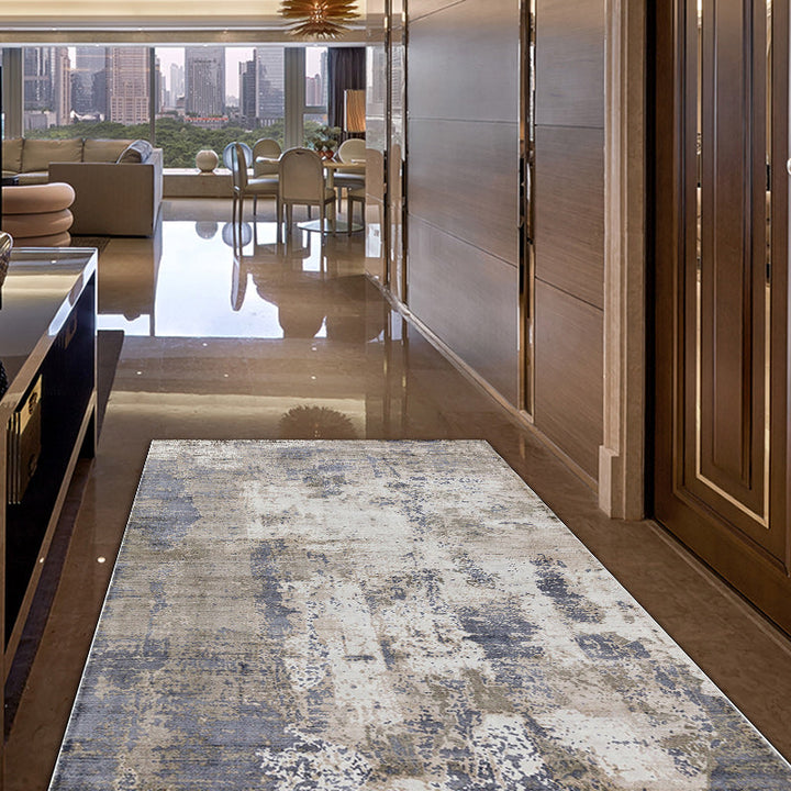 Lisslune | Green and Pink Modern Rug Polyester Abstract Rug Washable Non-Slip Back Floor Carpet for Living Room
