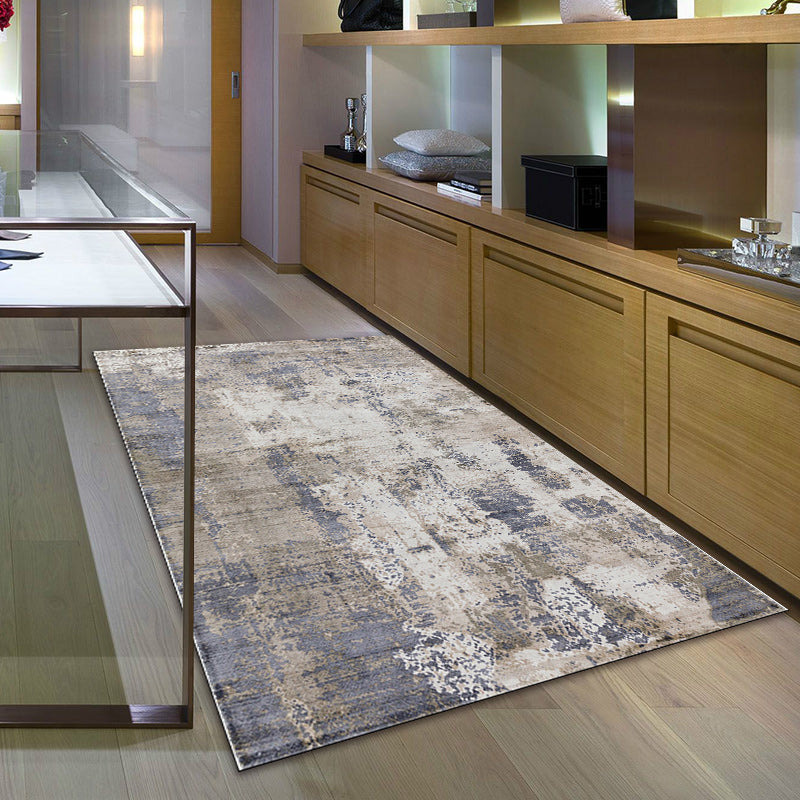Lisslune | Green and Pink Modern Rug Polyester Abstract Rug Washable Non-Slip Back Floor Carpet for Living Room