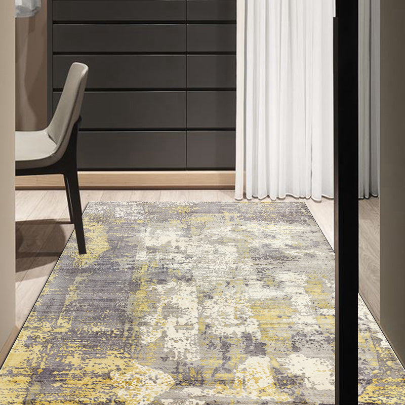 Lisslune | Green and Pink Modern Rug Polyester Abstract Rug Washable Non-Slip Back Floor Carpet for Living Room