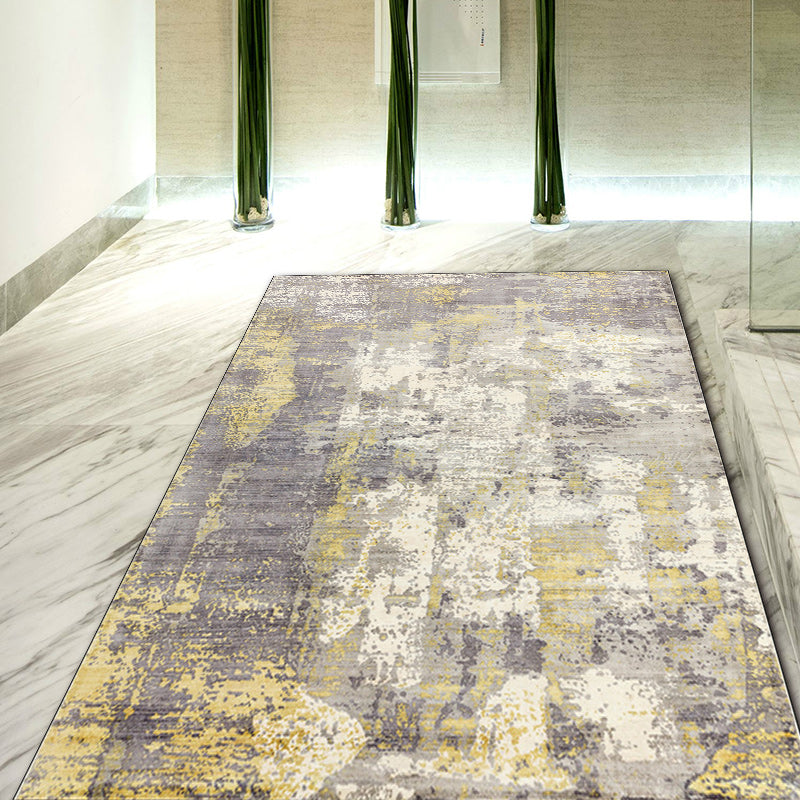 Lisslune | Green and Pink Modern Rug Polyester Abstract Rug Washable Non-Slip Back Floor Carpet for Living Room