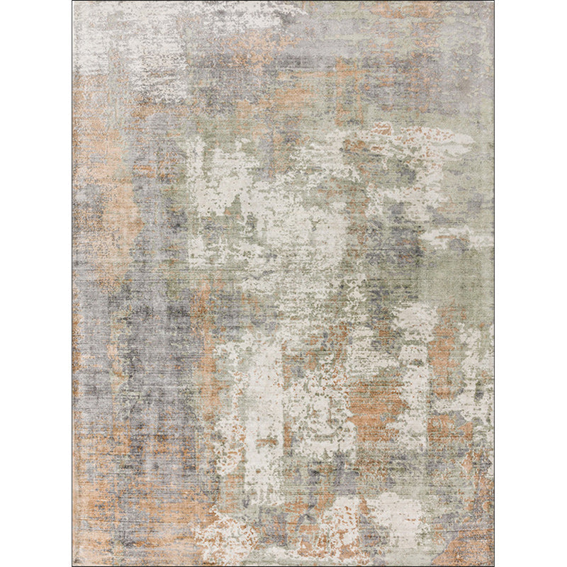 Lisslune | Green and Pink Modern Rug Polyester Abstract Rug Washable Non-Slip Back Floor Carpet for Living Room