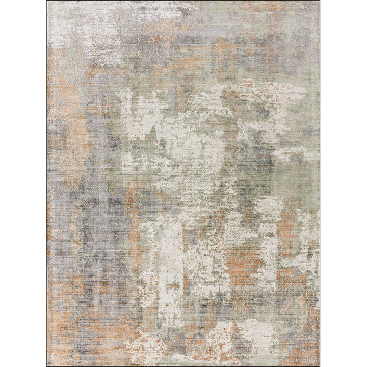 Lisslune | Green and Pink Modern Rug Polyester Abstract Rug Washable Non-Slip Back Floor Carpet for Living Room