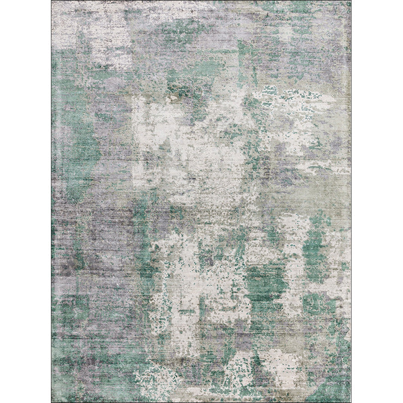 Lisslune | Green and Pink Modern Rug Polyester Abstract Rug Washable Non-Slip Back Floor Carpet for Living Room