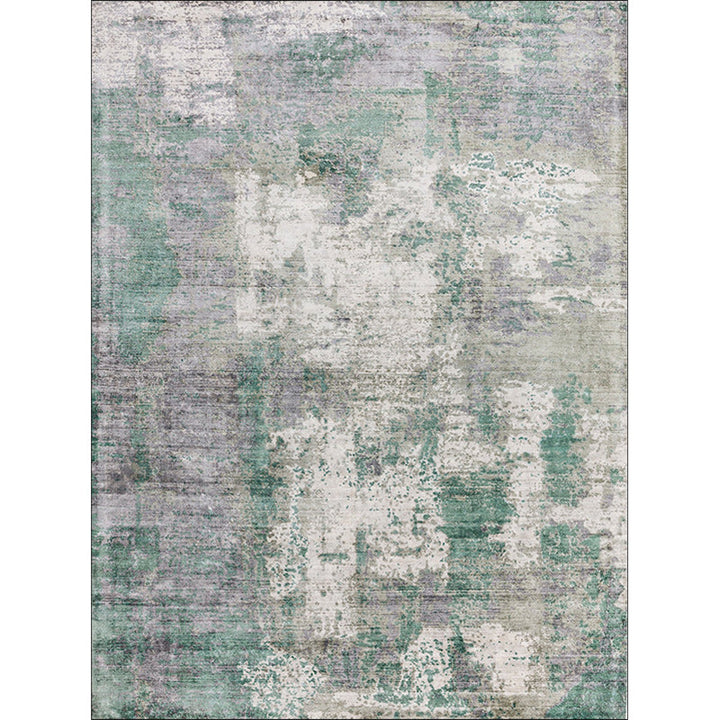 Lisslune | Green and Pink Modern Rug Polyester Abstract Rug Washable Non-Slip Back Floor Carpet for Living Room