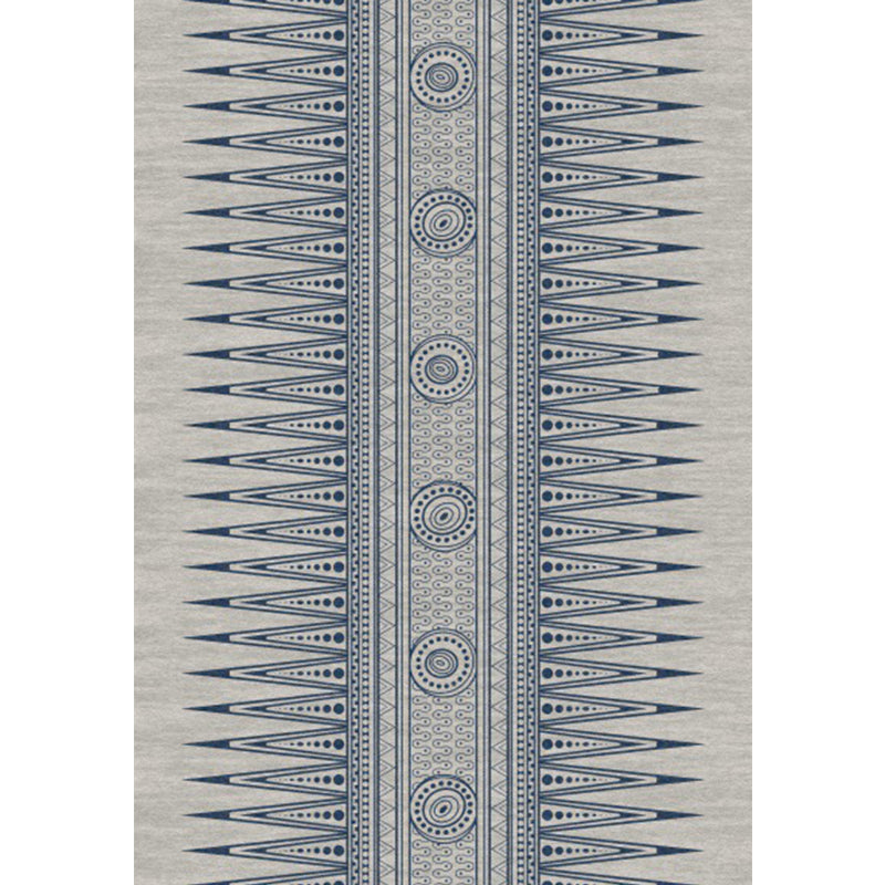 Lisslune | Southwest Living Room Rug in Gray Tribal Triangle Circle Pattern Rug Polyester Non-Slip Pet Friendly Area Rug