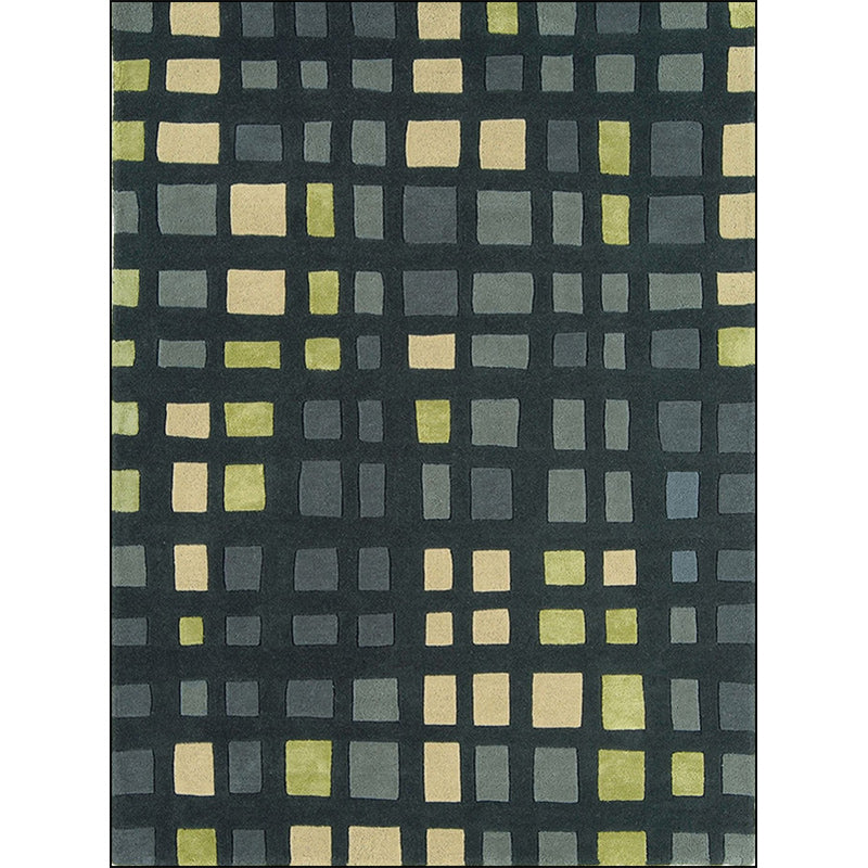 Lisslune | Simple novelty carpet in green checkered pattern Carpet Polyester Non-slip Stain-resistant rug for home decoration