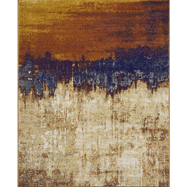 Lisslune | Brown industrial carpet Polyester oil painting print carpet washable non-slip backing carpet for the living room