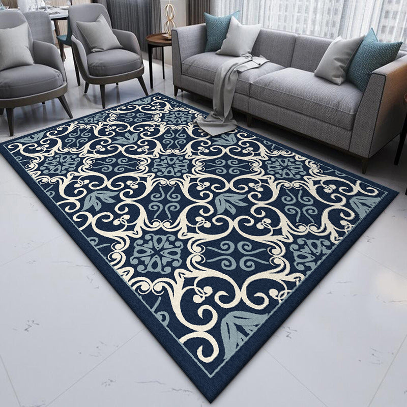Lisslune | Moroccan Living Room Rug Multi-colored Pattern Printed Rug Polyester Pet-friendly Stain-resistant Area Rug