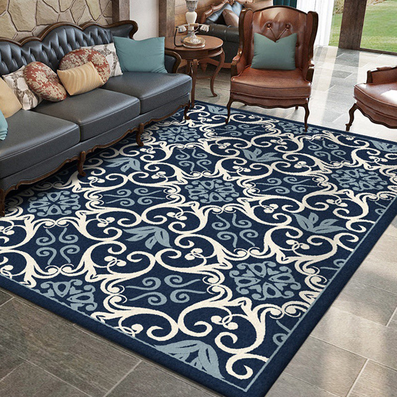 Lisslune | Moroccan Living Room Rug Multi-colored Pattern Printed Rug Polyester Pet-friendly Stain-resistant Area Rug