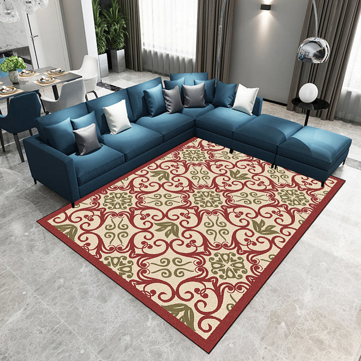 Lisslune | Moroccan Living Room Rug Multi-colored Pattern Printed Rug Polyester Pet-friendly Stain-resistant Area Rug